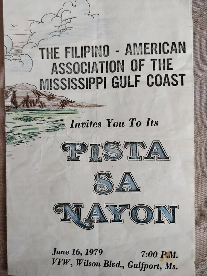 An archival Fiesta Sa Nayon invitation from the Filipino-American Association of the Mississippi Gulf Coast.